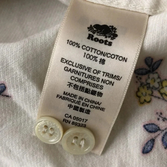 ROOTS Floral Print Button Up Collard Long Sleeve Blouse - Picture 6 of 6